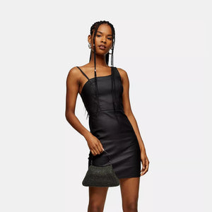 Black Mesh Wrap Top