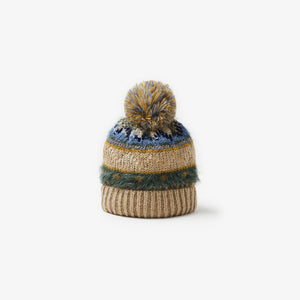 Feather and sequin knit hat