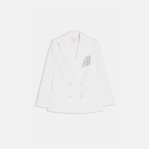 Ivory Diamante Fringe Blazer