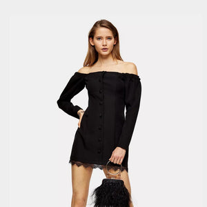 Lace Bardot Mini Dress