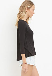 Ribbed-Panel Slub Knit Top