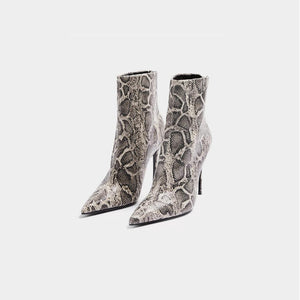 Snake Taupe Point Boots