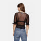 Black Mesh Wrap Top