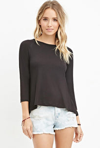 Ribbed-Panel Slub Knit Top