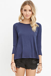 Blue Slub Knit Top