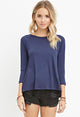 Blue Slub Knit Top