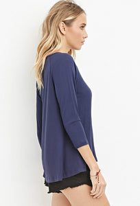 Blue Slub Knit Top