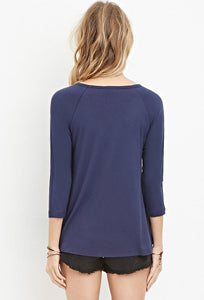 Ribbed-Panel Slub Knit Top